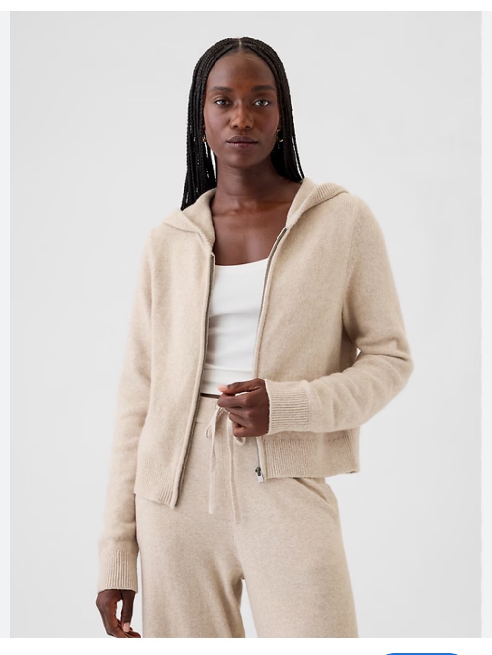 GAP Zip Sweater Hoodie Tan / Beige Sz M Tall